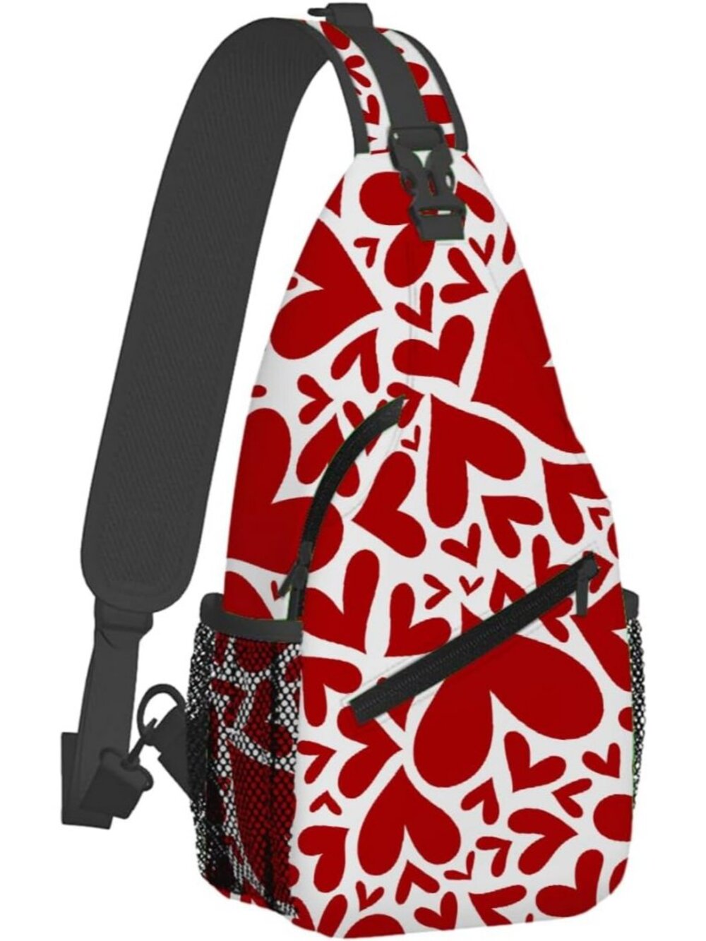 Unisex Red White Halloween Bat Sling Backpack Travel Hiking Crossbody Bag